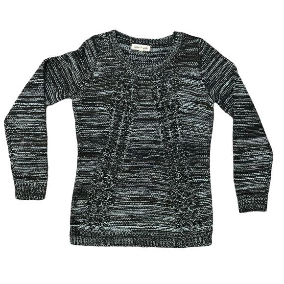 Olive & Oak SMALL Marled Varied Texture Loose Open Knit Panel Crew Neck Sweater - Picture 7 of 8